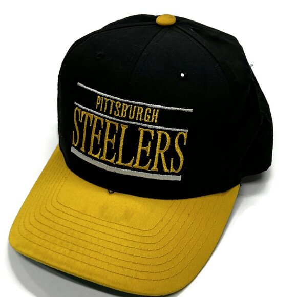 Vintage 90s Pittsburgh Steelers Snapback Hat Annco NFL Black Adjustable Cap - Picture 2 of 10